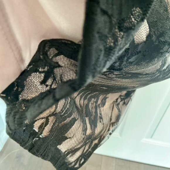 Mango black/blush cocktail lace dress with belt, short sleeves size xs - Picture 3 of 11